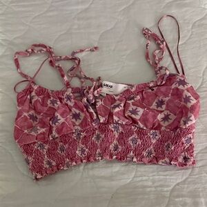 Pull&Bear Pink Patterned Crop Top